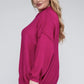 Plus Oversized Round Neck Raw Seam Melange Sweater