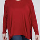 Plus Dolman Sleeve V-Neck Side Slit Hi-Low Hem Top