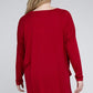 Plus Dolman Sleeve V-Neck Side Slit Hi-Low Hem Top