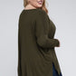 Plus Dolman Sleeve V-Neck Side Slit Hi-Low Hem Top