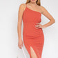 Sleeveless One Shoulder Front Slit Dress