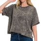 French Terry Acid Wash Raw Edge Crop Top