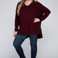 Plus Dolman Sleeve V-Neck Side Slit Hi-Low Hem Top