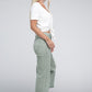 Acid Washed High Waist Frayed Hem Straight Pants