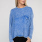 Washed Ribbed Dolman Sleeve Round Neck Top