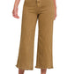 Acid Washed High Waist Frayed Hem Straight Pants