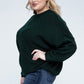 Plus Oversized Round Neck Raw Seam Melange Sweater