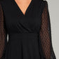 Swiss Dot puff Sleeve V neck Dress