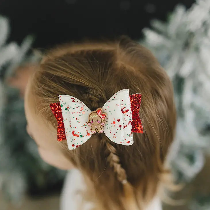 Gingerbread Glitter Hair Bow