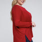 Plus Dolman Sleeve V-Neck Side Slit Hi-Low Hem Top