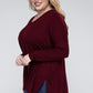 Plus Dolman Sleeve V-Neck Side Slit Hi-Low Hem Top