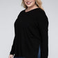 Plus Dolman Sleeve V-Neck Side Slit Hi-Low Hem Top