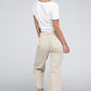 Acid Washed High Waist Frayed Hem Straight Pants