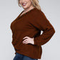 Plus Brushed Waffle V-Neck Button Detail Sweater