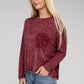 Washed Ribbed Dolman Sleeve Round Neck Top