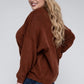 Plus Oversized Round Neck Raw Seam Melange Sweater