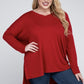 Plus Dolman Sleeve V-Neck Side Slit Hi-Low Hem Top