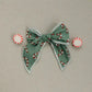 Green Candy Cane Serged 4" Cotton Bow