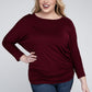 Plus Luxe Rayon Boat Neck 3/4 Sleeve Top