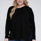 Plus Dolman Sleeve V-Neck Side Slit Hi-Low Hem Top