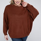 Plus Oversized Round Neck Raw Seam Melange Sweater