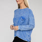 Washed Ribbed Dolman Sleeve Round Neck Top