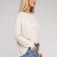 Washed Ribbed Dolman Sleeve Round Neck Top