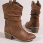 Chestnut Pleated Leather Boots RTS