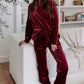 Fiery Red Velvet Two Piece Lounge Set RTS