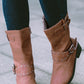 Pale Chestnut Buckle Chain Zipped Boots RTS