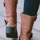 Pale Chestnut Buckle Chain Zipped Boots RTS