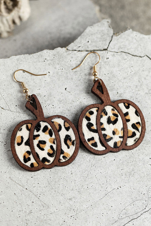 Animal Print Pumpkin Earrings WS RTS