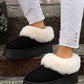 Black Plush Trim Suede Shoes RTS