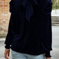 Navy Blue Mock Neck Velvet Blouse RTS