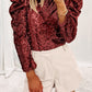 Burgundy Sequin Bubble Sleeve Top RTS