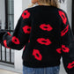 Black Fuzzy Kisses Sweater RTS