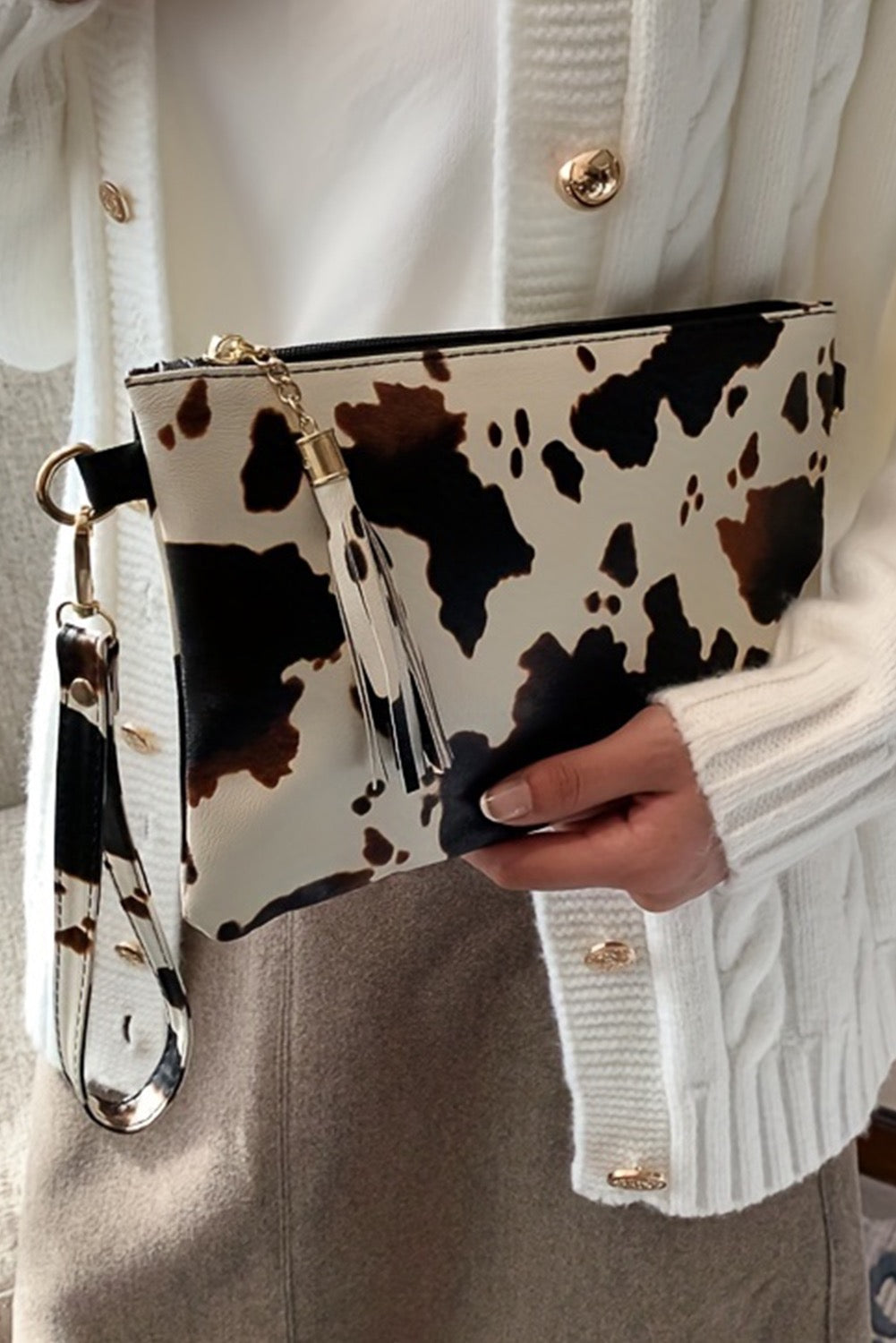 Cow Print Wristlet RTS