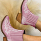 Pink Leather Heel Booties WS RTS