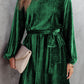 Green Crinkle Velvet Dress WS RTS