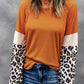 Brown Leopard Sequin Patchwork Top WS RTS