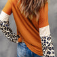 Brown Leopard Sequin Patchwork Top WS RTS