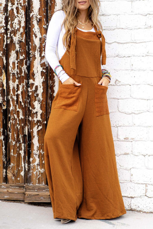 Brown Knotted Pocket Jumpsuit WS RTS