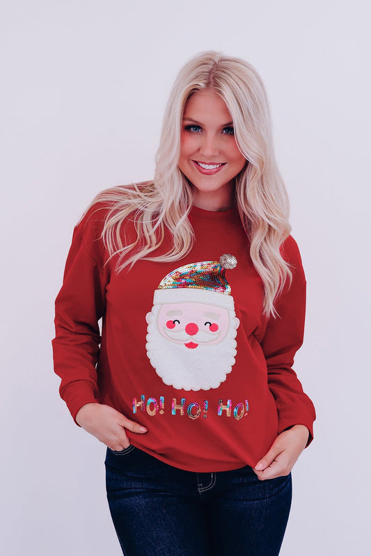 Red Sequin Santa Sweater WS RTS