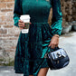 Velvet Smocked Green Dress WS RTS