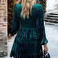 Velvet Smocked Green Dress WS RTS