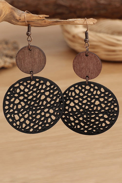 Black Hollow Wooden Earrings RTS