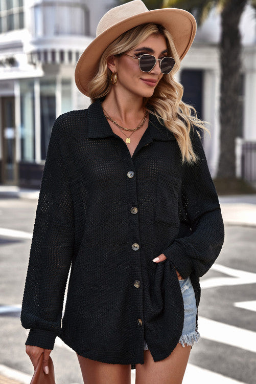 Waffle Knit Button Up WS RTS