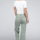 Acid Washed High Waist Frayed Hem Straight Pants