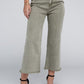 Acid Washed High Waist Frayed Hem Straight Pants