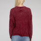 Washed Ribbed Dolman Sleeve Round Neck Top